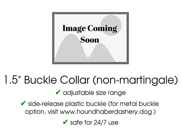 Wexford Jacquard in Metallic Silver & Black - Martingale Dog Collar or Buckle Dog Collar - 1.5" Width