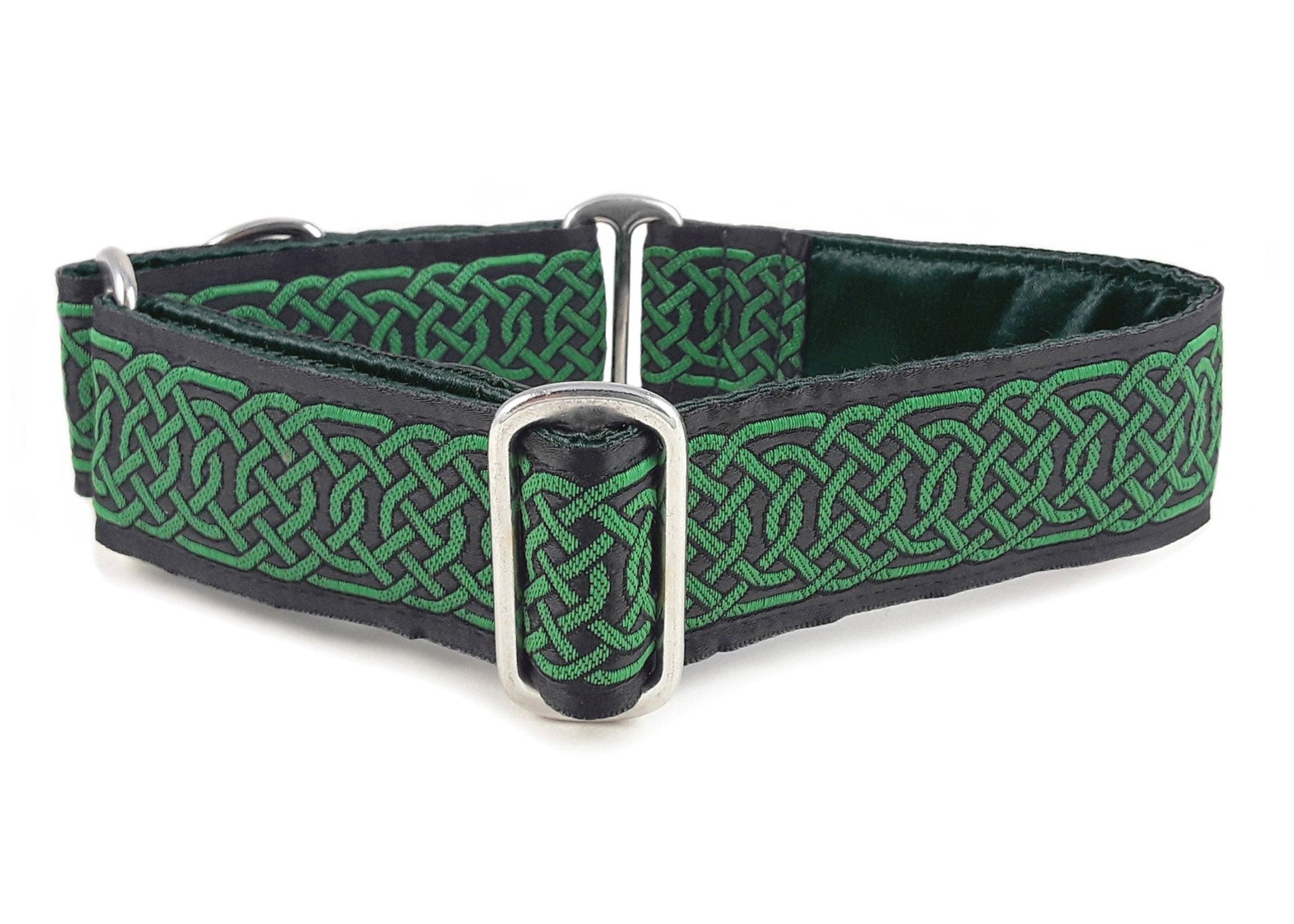 1.5 Inch Wide Black & Green Wexford Celtic Braid Dog Collar by The Hound Haberdashery