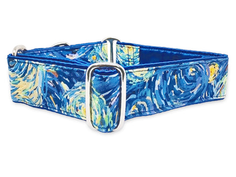 Starry Night - Martingale Dog Collar or Buckle Dog Collar - 1.5" & 2" Widths