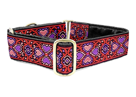 1.5 Inch Wide Red, Pink Éirinn Dog Collar by The Hound Haberdashery