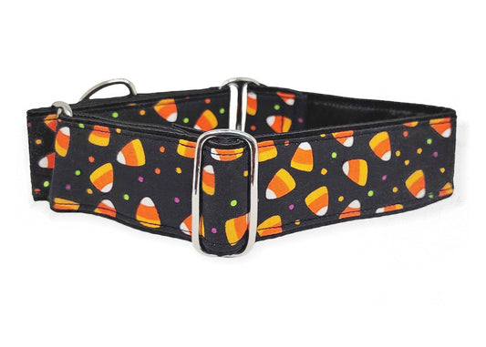 1.5 Inch Wide Candy Corn Halloween Dog Collar by The Hound Haberdashery
