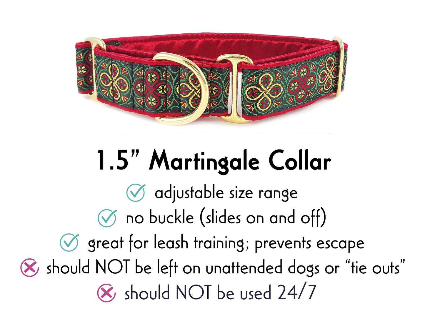 1.5 Inch Wide Christmas Blarney Martingale Dog Collar by The Hound Haberdashery