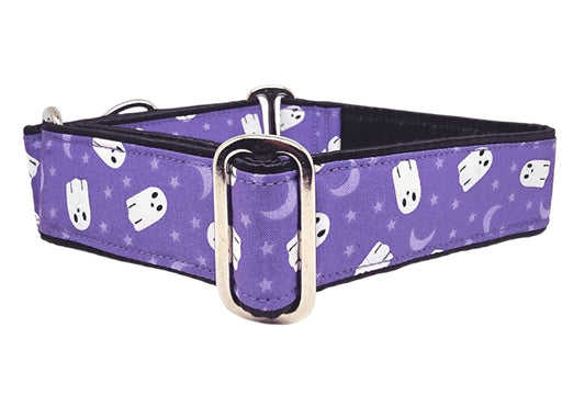 1.5 Inch Wide Halloween Boo Crew Dog Collar by The Hound Haberdashery