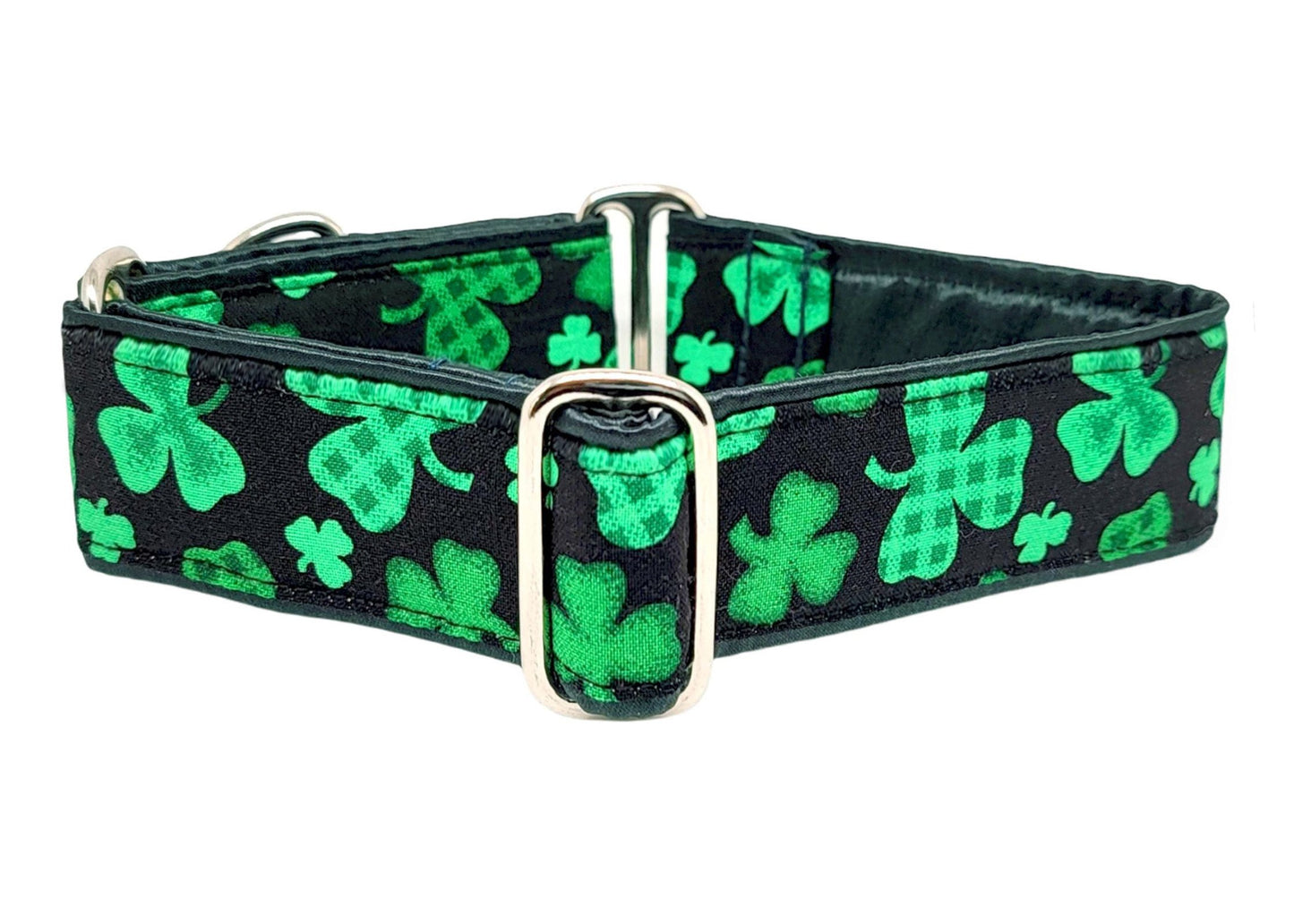 1.5 Inch Wide Festive Shamrocks Dog Collar by The Hound Haberdashery