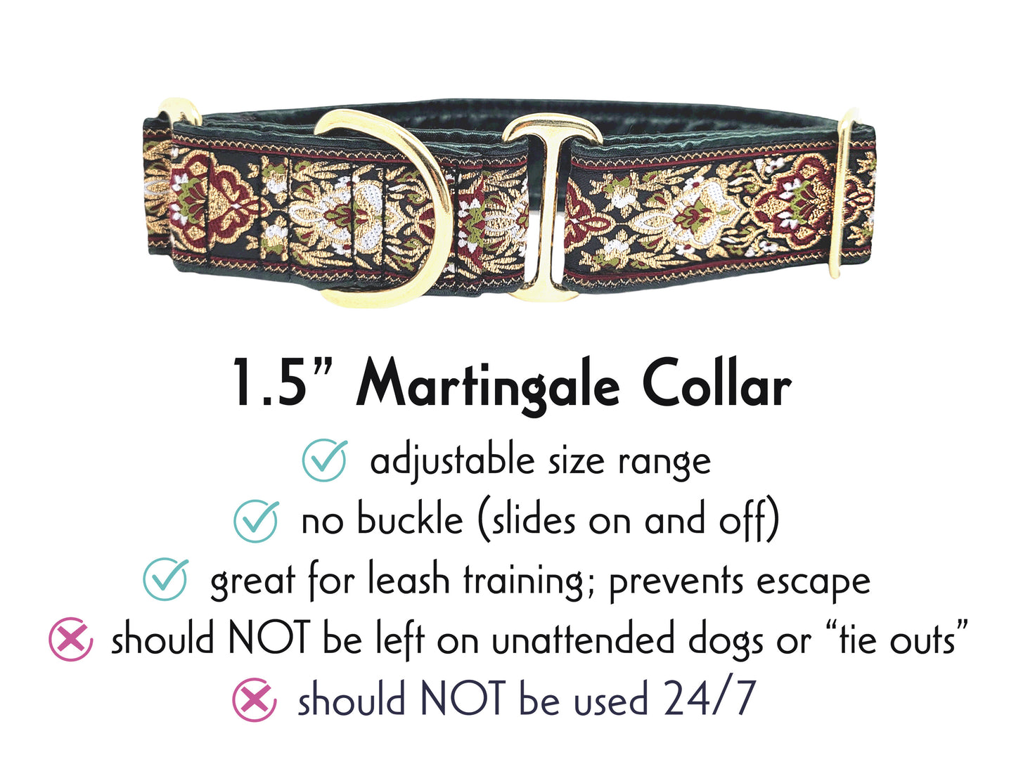 1.5 Inch Wide Green Salzburg Martingale Dog Collar by The Hound Haberdashery