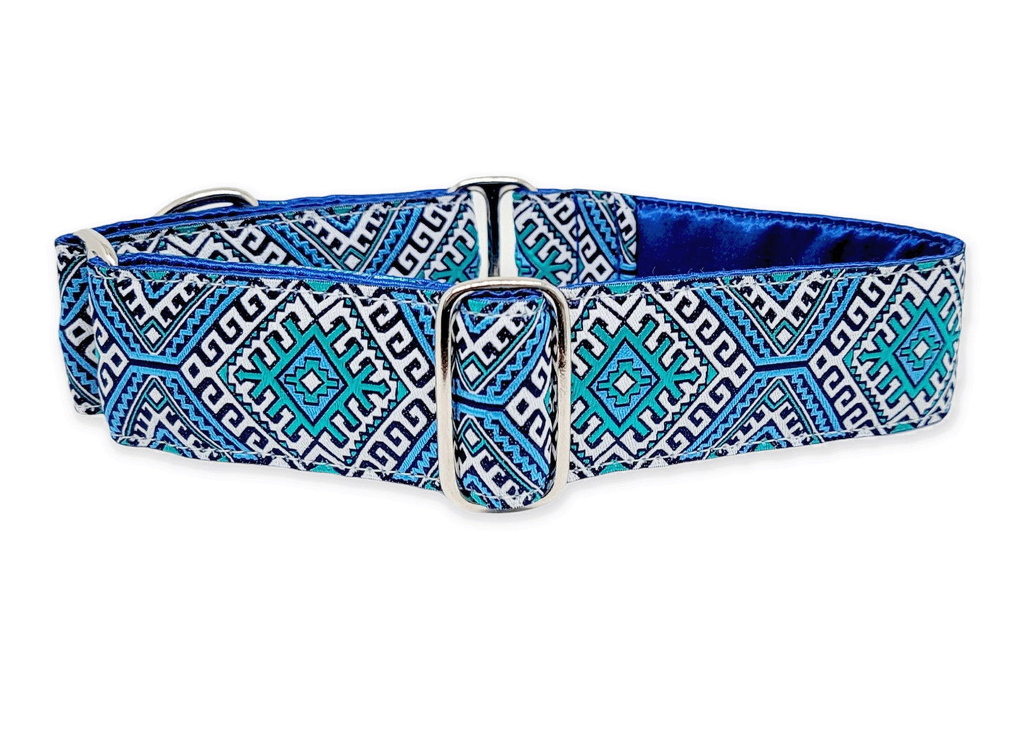 1.5 Inch Wide Blue Arizona Dog Collar by The Hound Haberdashery