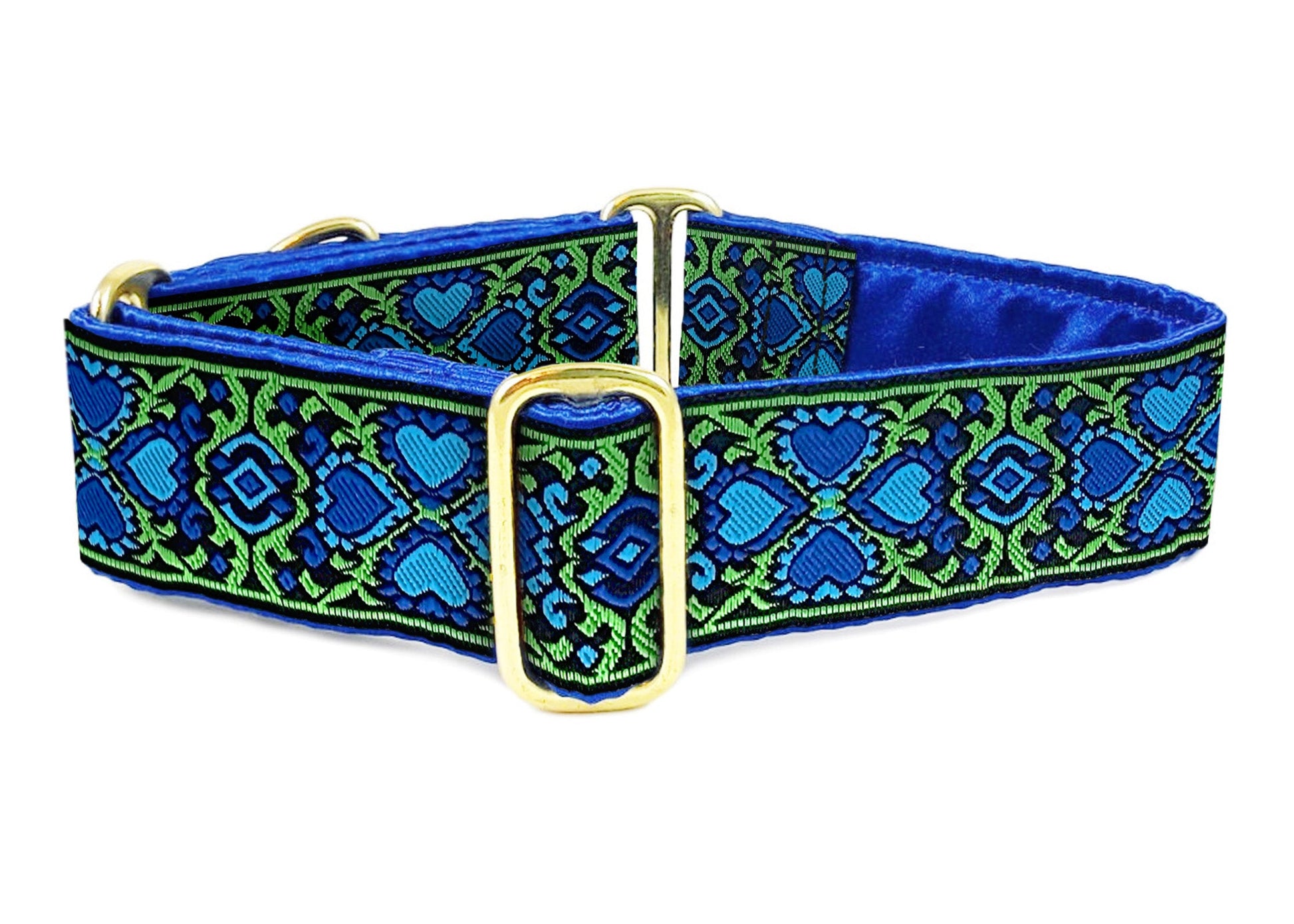 1.5 Inch Wide Blue, Green Éirinn Dog Collar by The Hound Haberdashery
