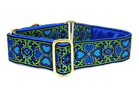1.5 Inch Wide Blue, Green Éirinn Dog Collar by The Hound Haberdashery