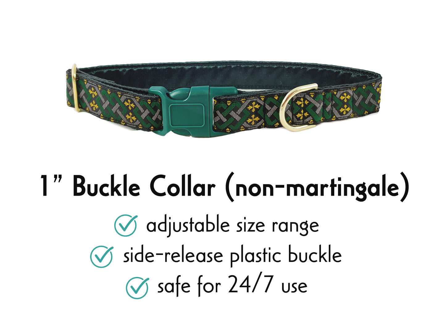 1 Inch Wide Wicklow Celtic Buckle Dog Collar by The Hound Haberdashery