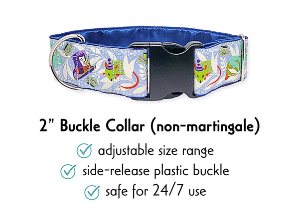 Mad Hatter - Martingale Dog Collar or Buckle Dog Collar - 2" Width