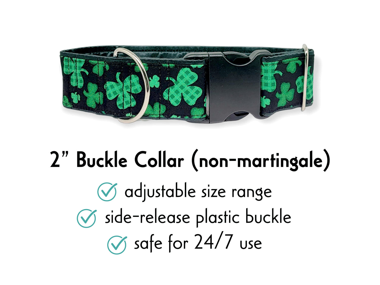 2 Inch Wide Shamrock Buckle Dog Collar by The Hound Haberdashery
