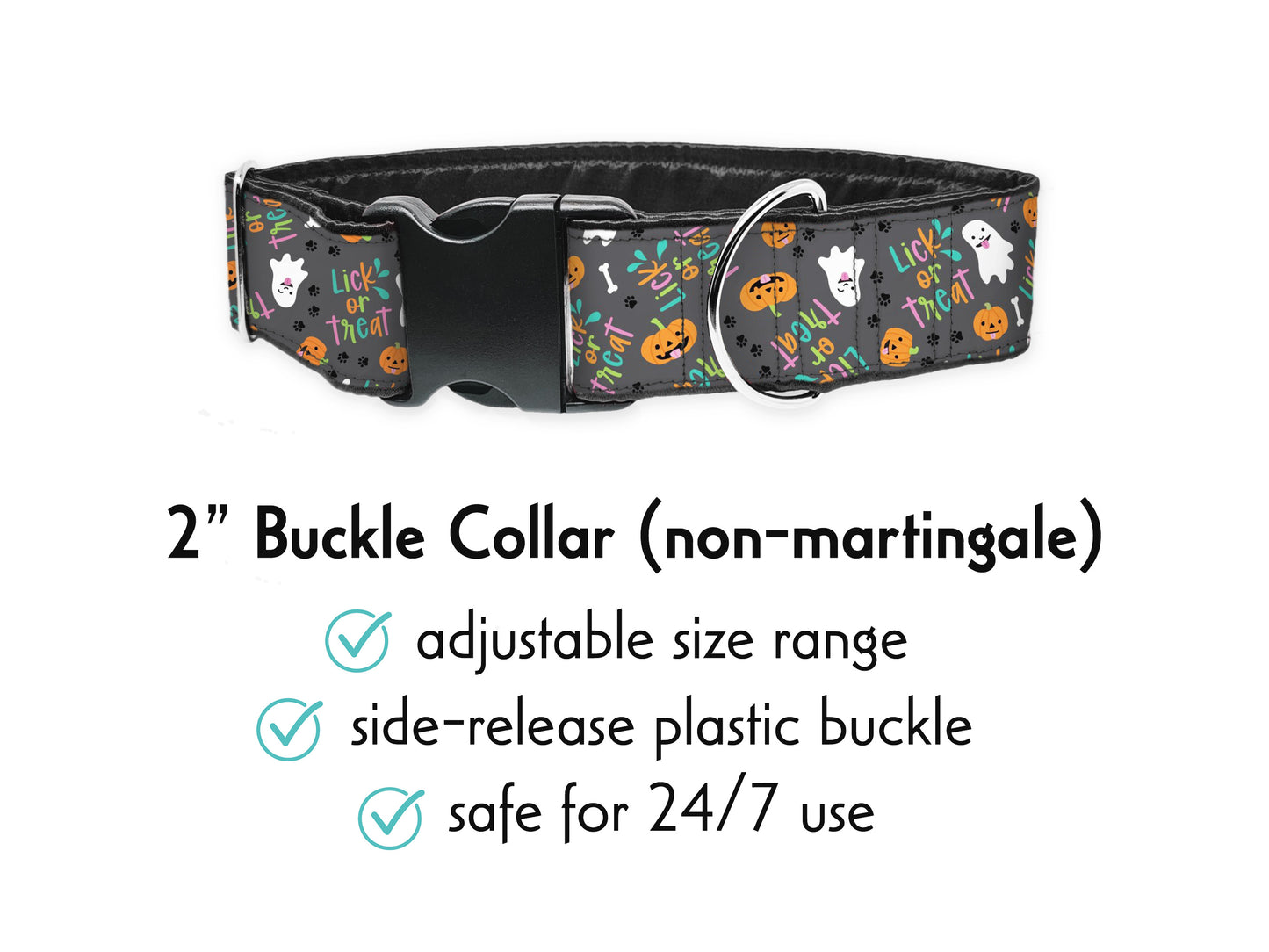 Halloween Lick or Treat 2 Inch Wide Buckle Dog Collar by The Hound Haberdashery