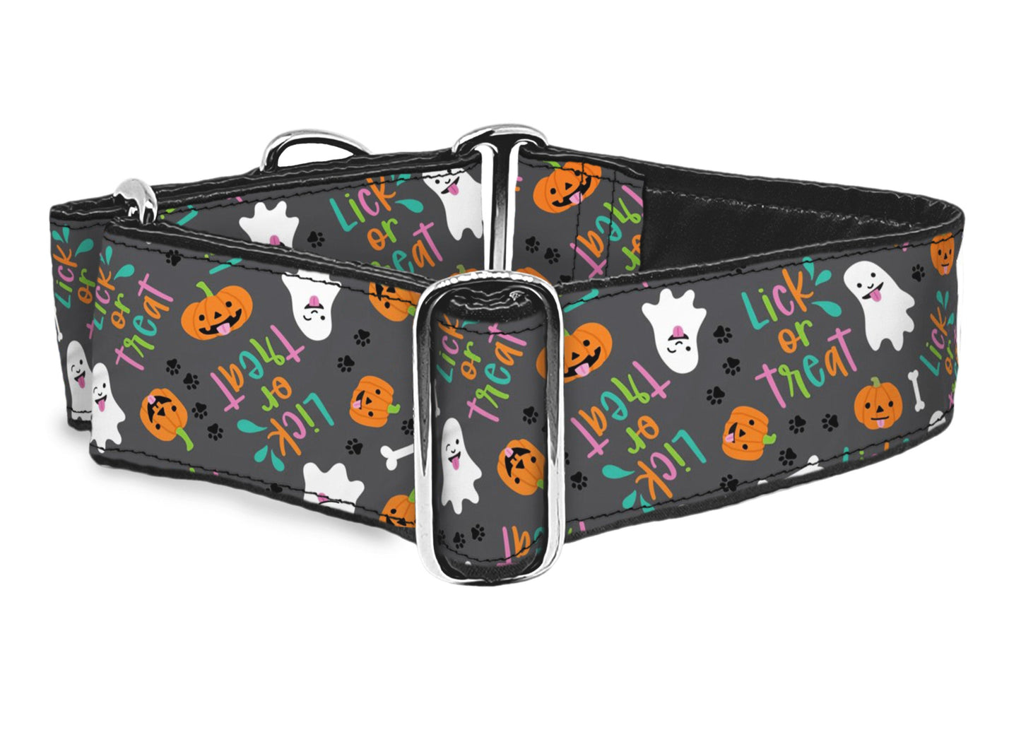 Halloween Lick or Treat 2 Inch Wide Martingale Dog Collar by The Hound Haberdashery