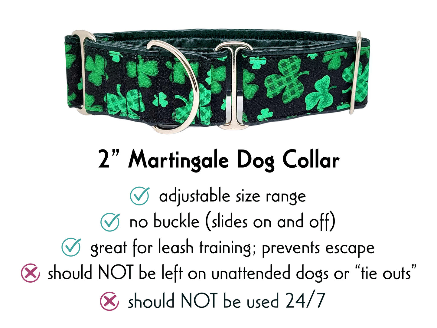 2 Inch Wide Shamrock Martingale Dog Collar by The Hound Haberdashery