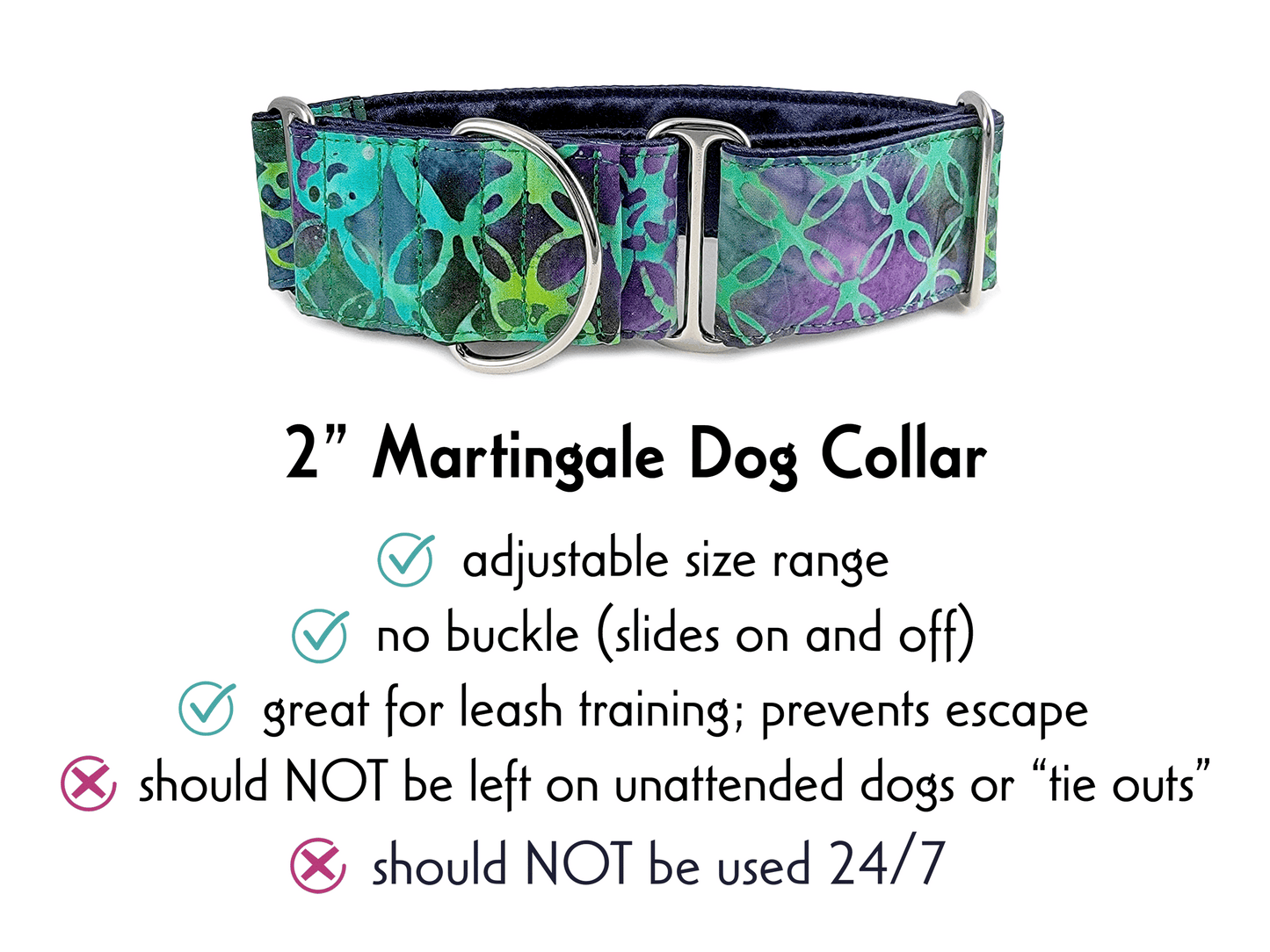 2 Inch Wide Batik Martingale Dog Collar by The Hound Haberdashery