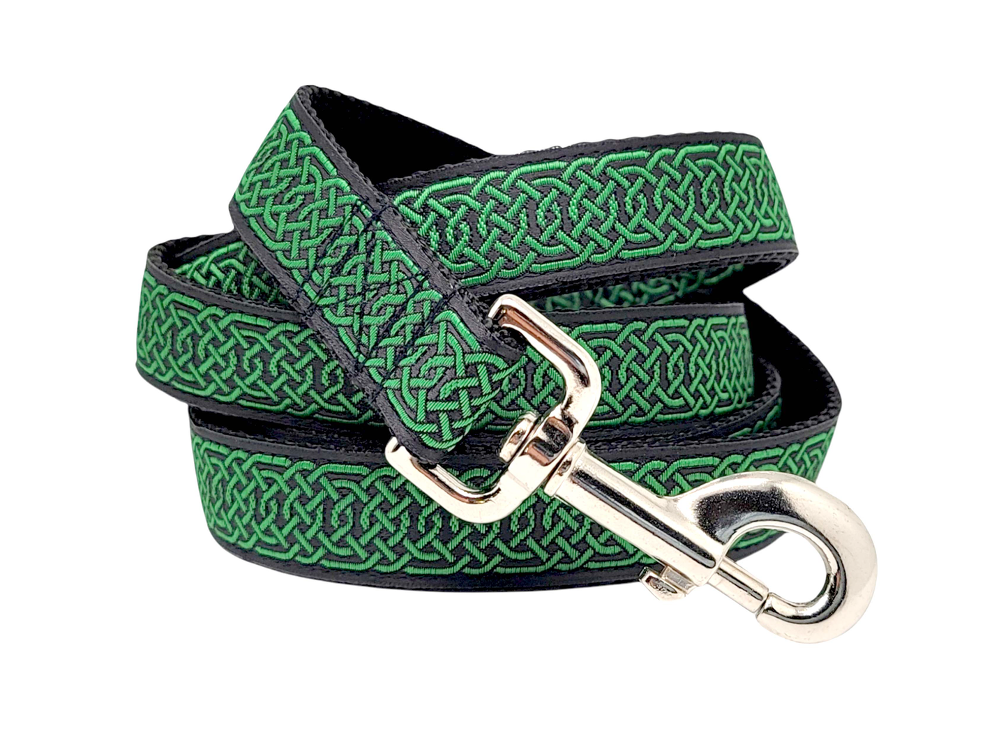 Green, Black Wexford Celtic Braid Dog Leash by The Hound Haberdashery
