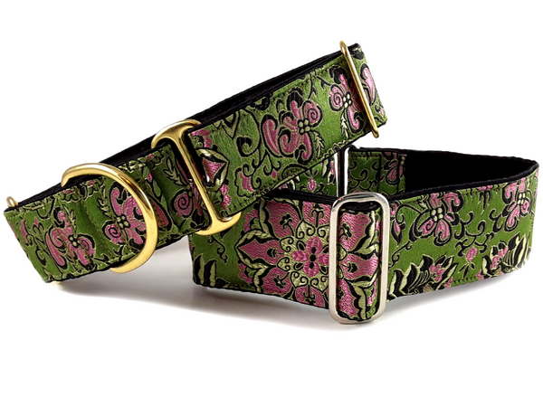 1.5&quot; &amp; 2&quot; Brocade Martingale Collars and Buckle Dog Collars
