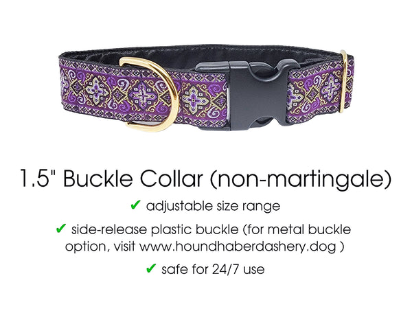 Nobility in Purple - Martingale Dog Collar or Buckle Dog Collar - 1.5" Width