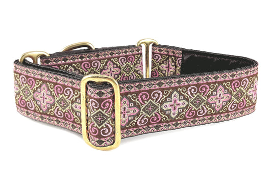 Nobility in Pink & Brown - Martingale or Buckle Dog Collar - 1.5" Width