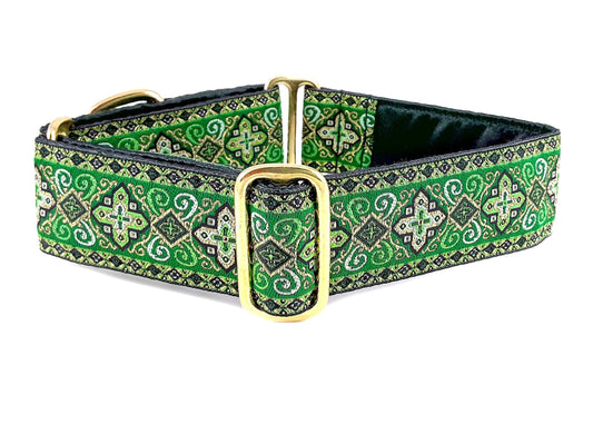 Nobility in Kelly Green - Martingale or Buckle Dog Collar - 1.5" Width