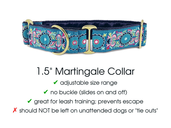 Medallion Jacquard - Martingale Dog Collar or Buckle Dog Collar - 1.5" Width