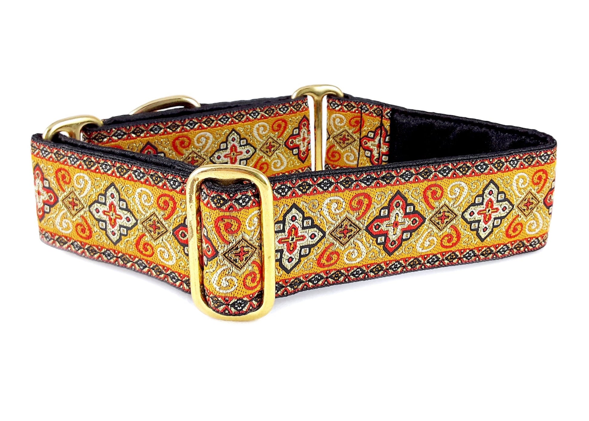 1.5 Inch Wide Orange, Gold Nobility Dog Collar by The Hound Haberdashery