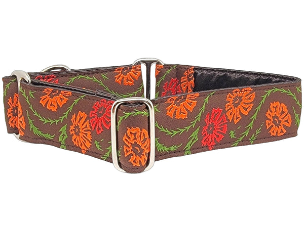 Valencia Floral Vines - Martingale Dog Collar or Buckle Dog Collar - 1.5" Width