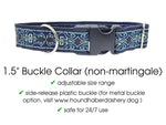 Load image into Gallery viewer, Dorchester in Navy Blue &amp; Silver - Martingale Dog Collar or Buckle Dog Collar - 1.5&quot; Width
