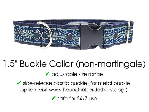 Premade & Ready to Ship: 1.5" Wide Dorchester Buckle Dog Collar (Size MEDIUM, Nickel-Plated)