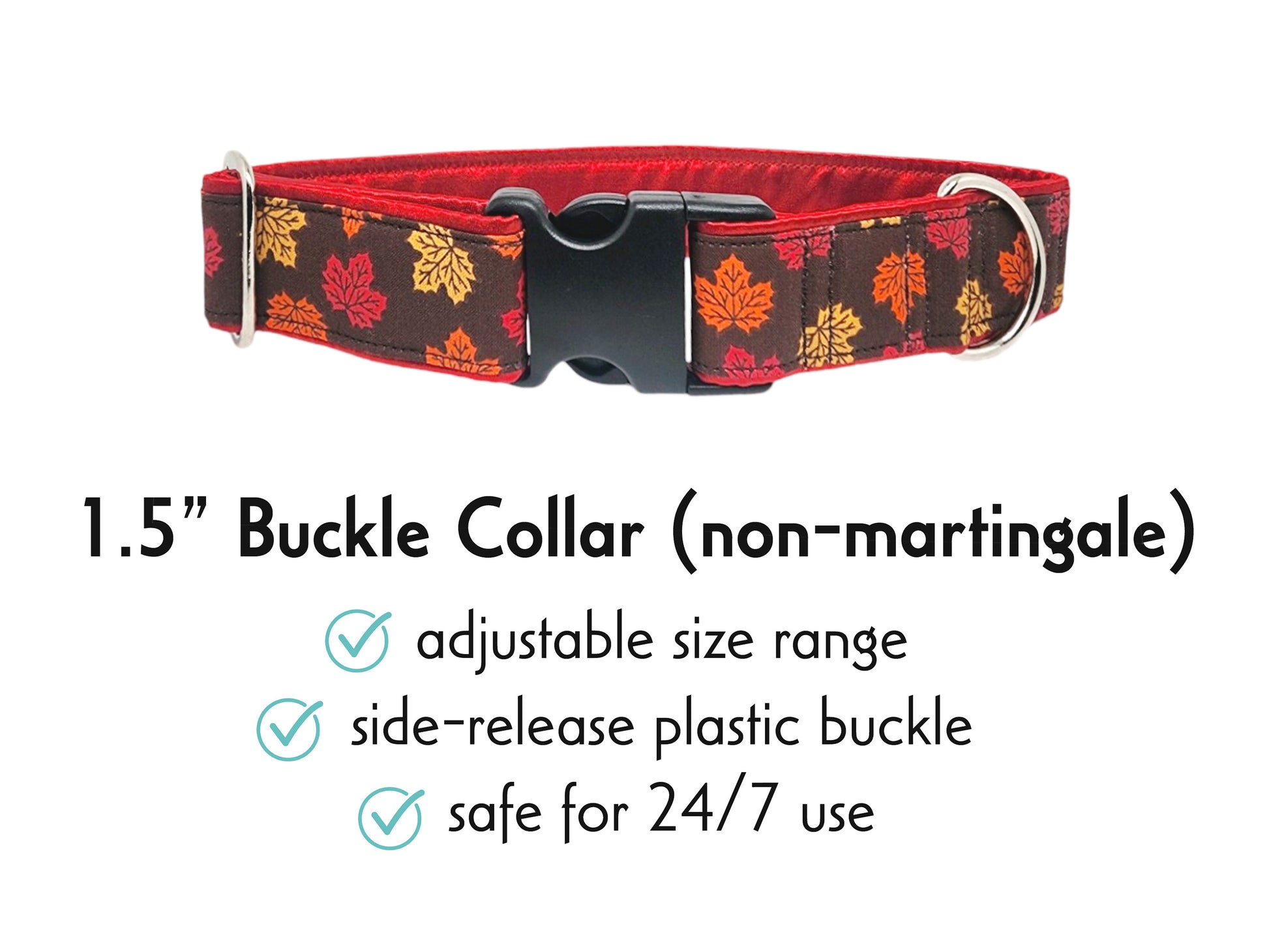 1.5 Inch Wide Fall Leaves Buckle Dog Collar by The Hound Haberdashery