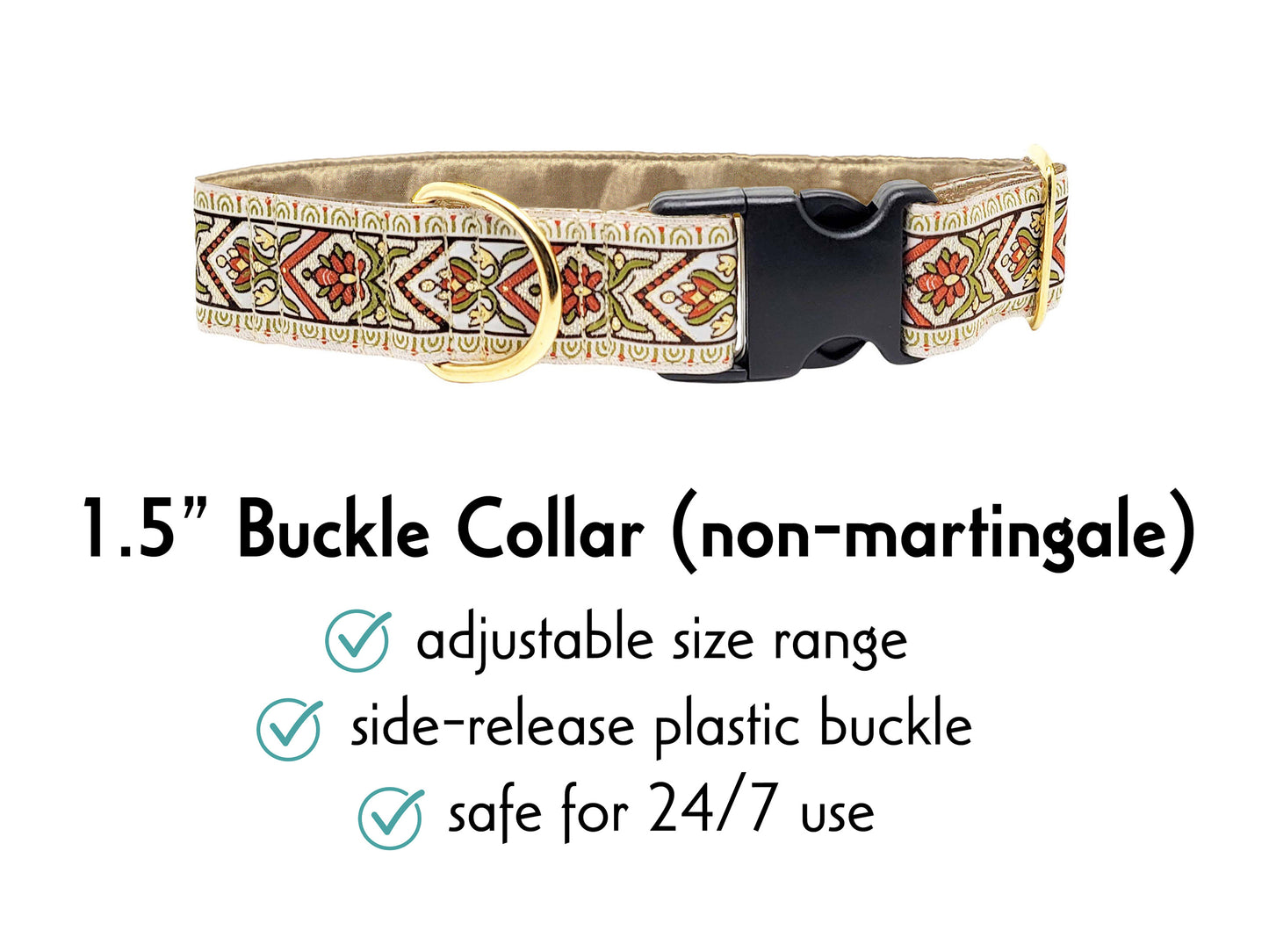 1.5 Inch Creme Bavaria Buckle Dog Collar by The Hound Haberdashery