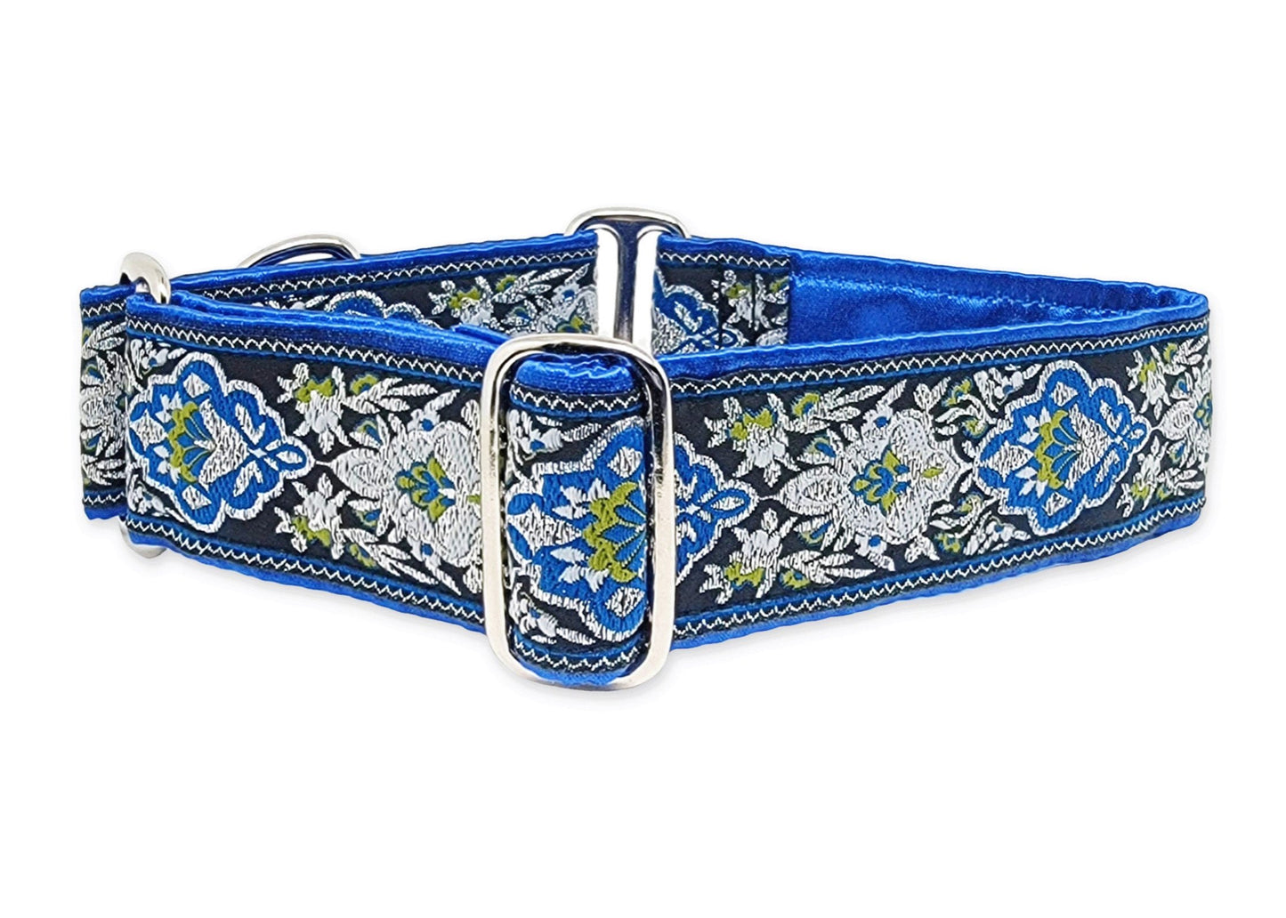 1.5 Inch Wide Blue Salzburg Dog Collar by The Hound Haberdashery