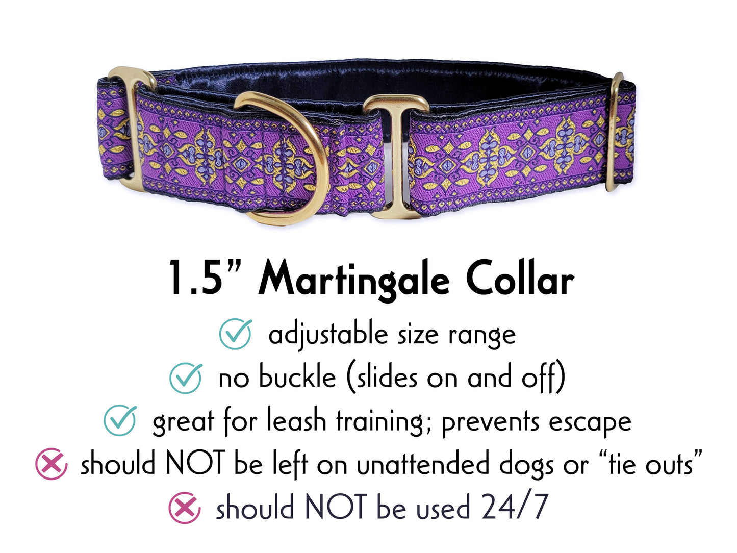 1.5 Inch Wide Purple Cashel Martingale Dog Collar by The Hound Haberdashery