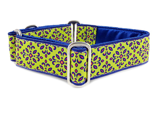 1.5 Inch Wide Chartreuse Capri Dog Collar by The Hound Haberdashery