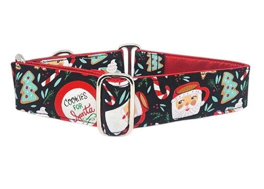 1.5 Inch Wide Cookies for Santa Christmas Dog Collar by The Hound Haberdashery