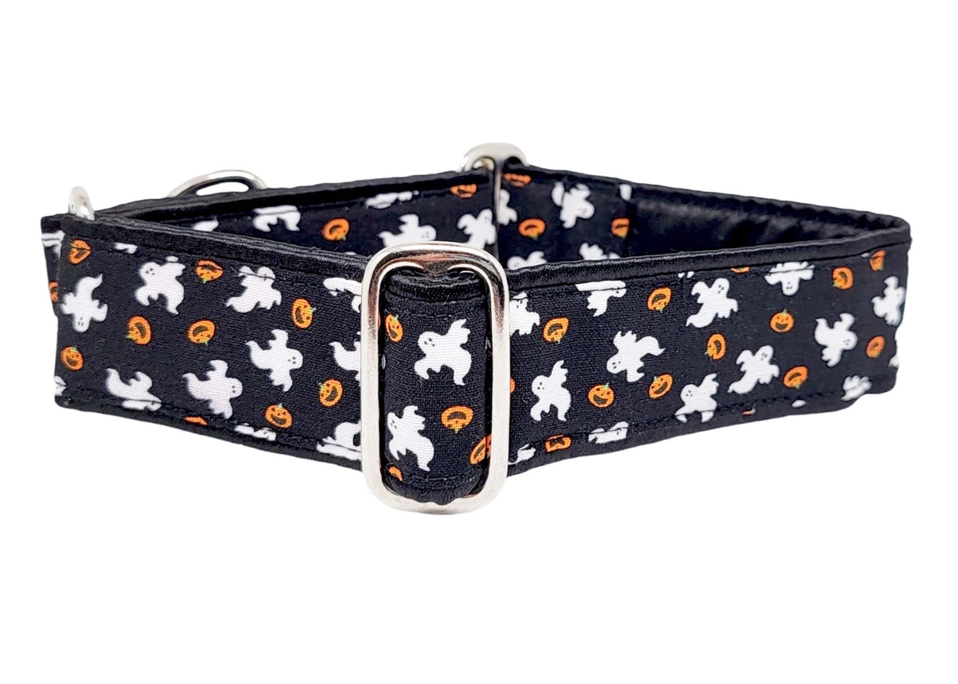 1.5 Inch Wide Ghosts & Pumpkins Halloween Dog Collar by The Hound Haberdashery