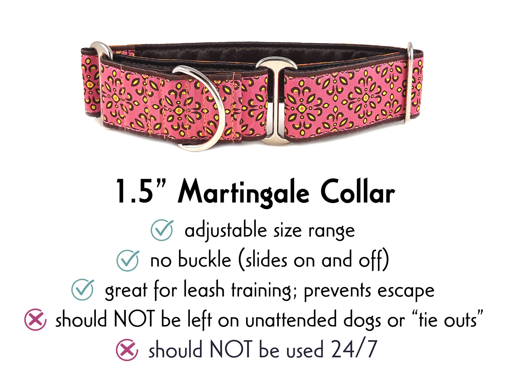 1.5 Inch Wide Salmon Capri Martingale Dog Collar by The Hound Haberdashery