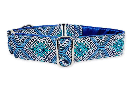 1.5 Inch Wide Blue Arizona Dog Collar by The Hound Haberdashery