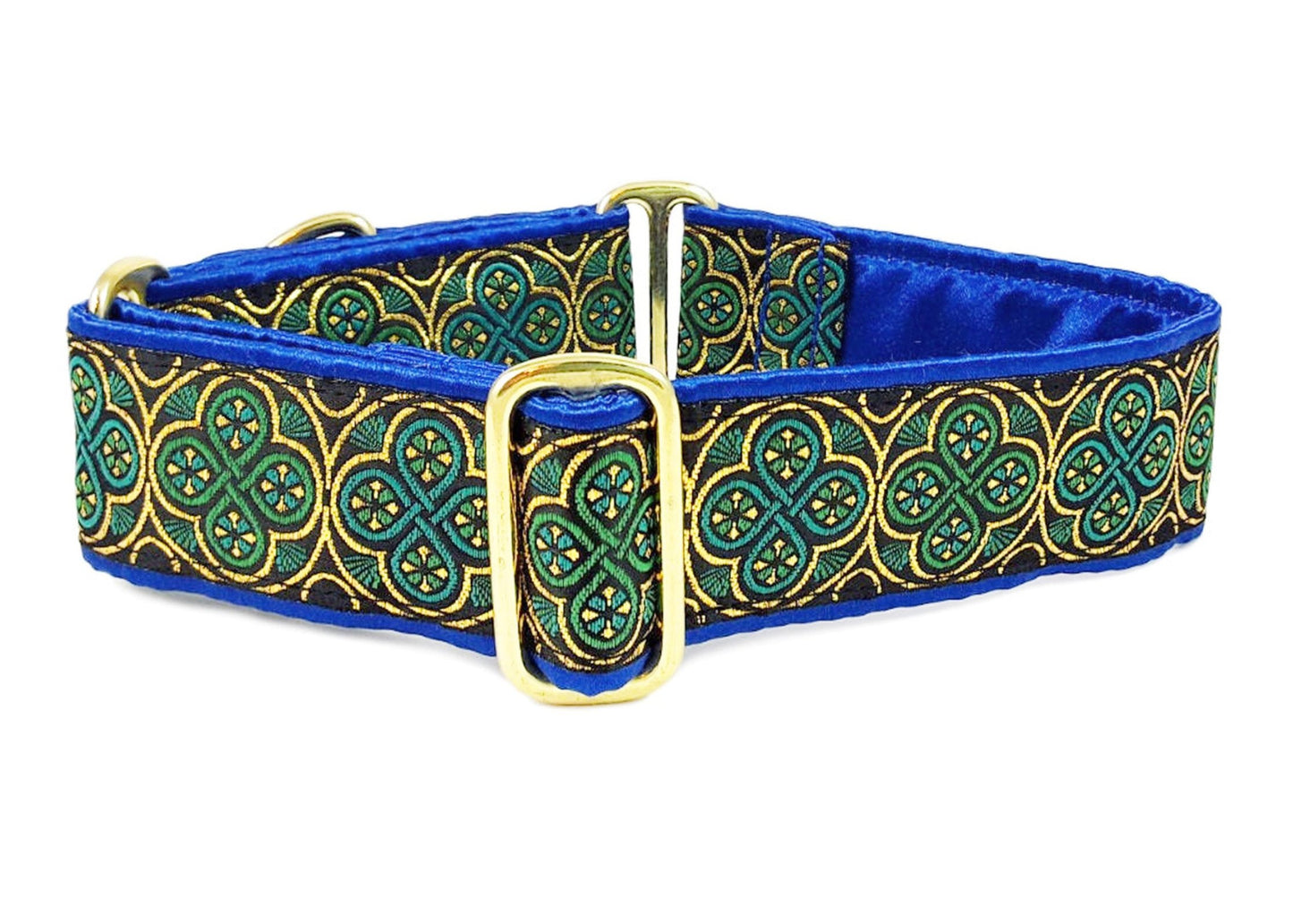 1.5 Inch Wide Blue, Green Blarney Dog Collar by The Hound Haberdashery