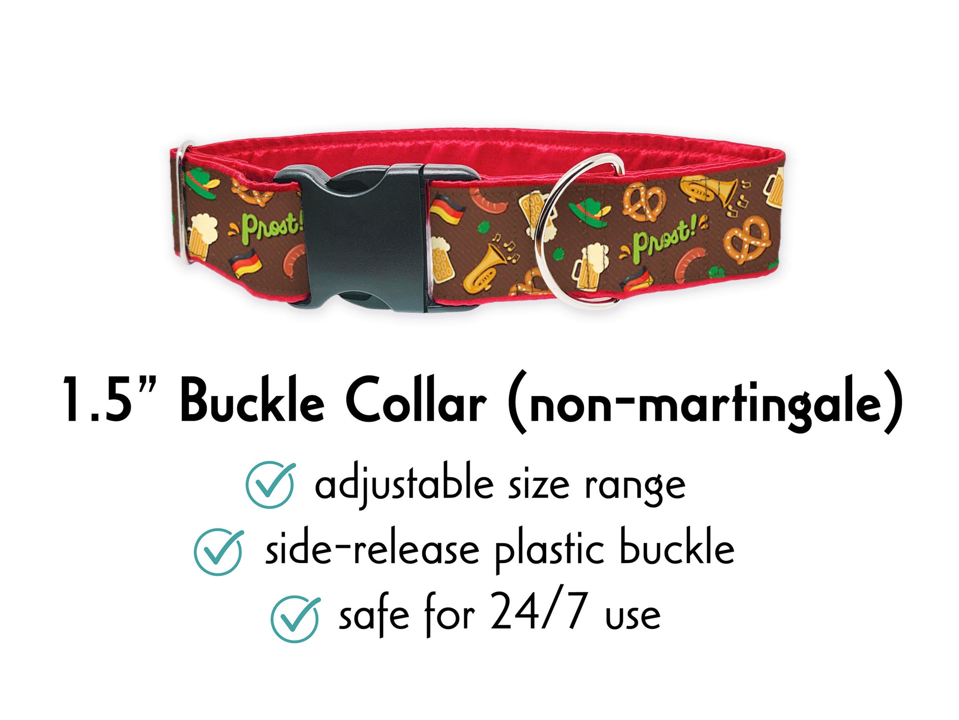 1.5 Inch Wide Oktoberfest Buckle Dog Collar by The Hound Haberdashery