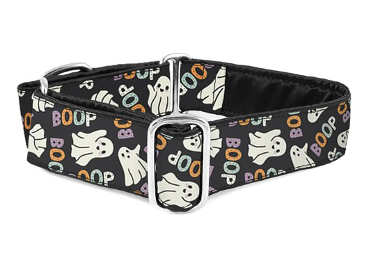 1.5 Inch Wide Halloween Boop Ghosts Martingale Dog Collar by The Hound Haberdashery