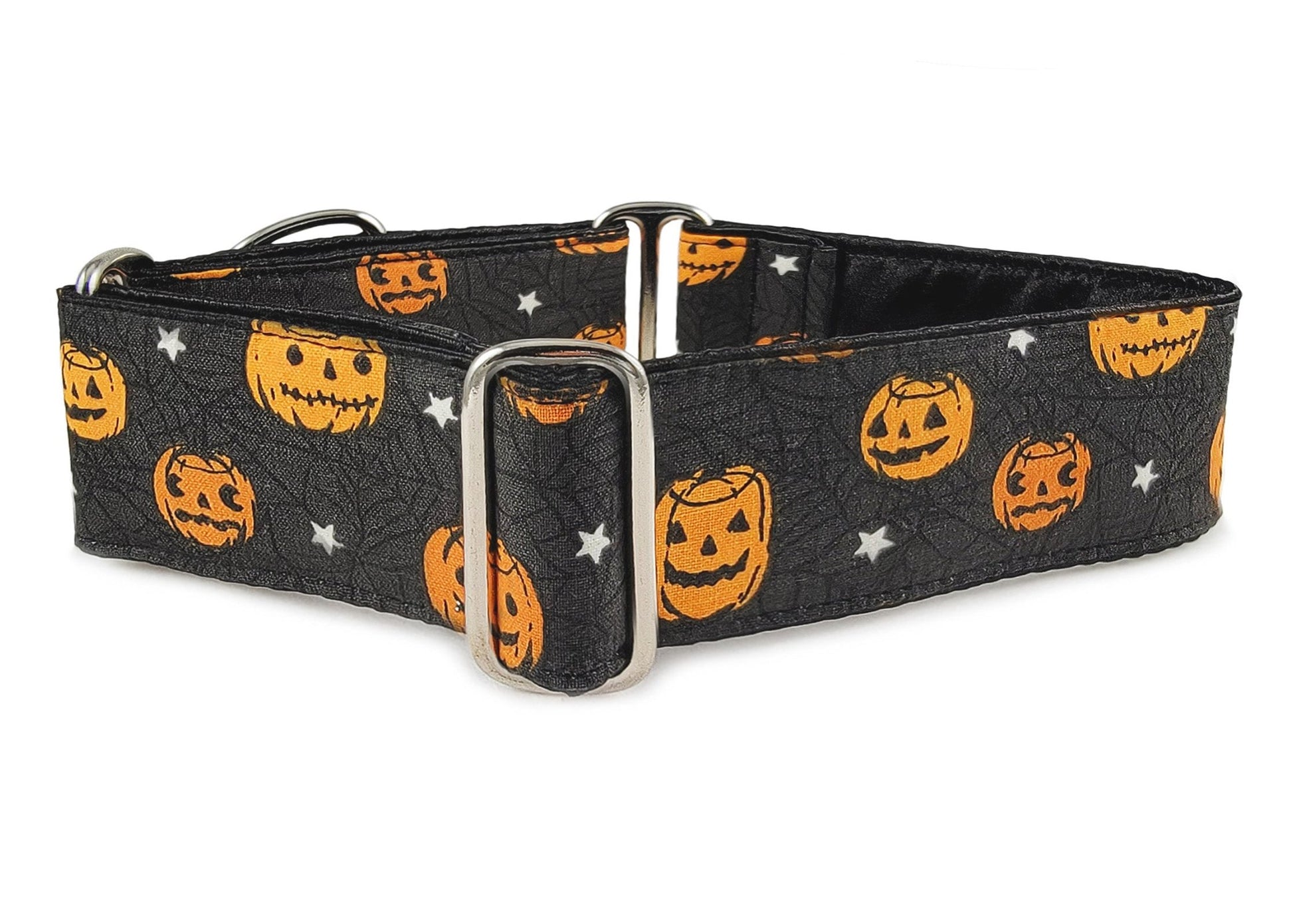 1.5 Inch Wide Halloween Pumpkins Dog Collar by The Hound Haberdashery