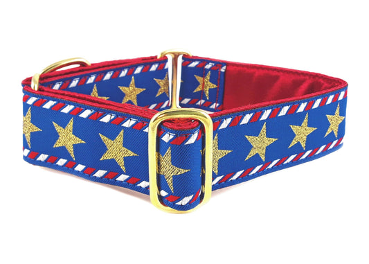 1.5 Inch Wide Stars & Stripes Dog Collar by The Hound Haberdashery