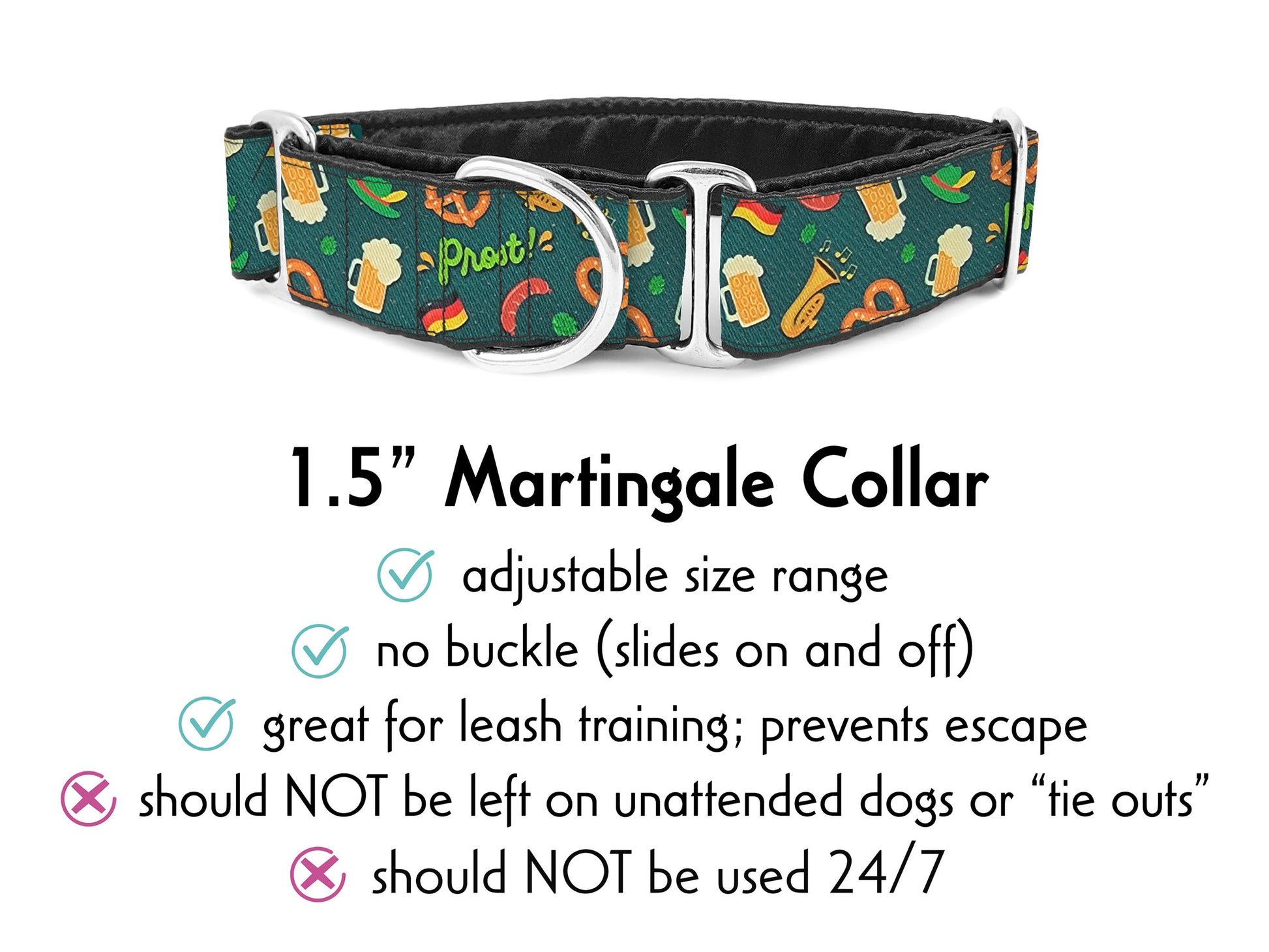 Image of the Oktoberfest 1.5 Inch Martingale Dog Collar by The Hound Haberdashery