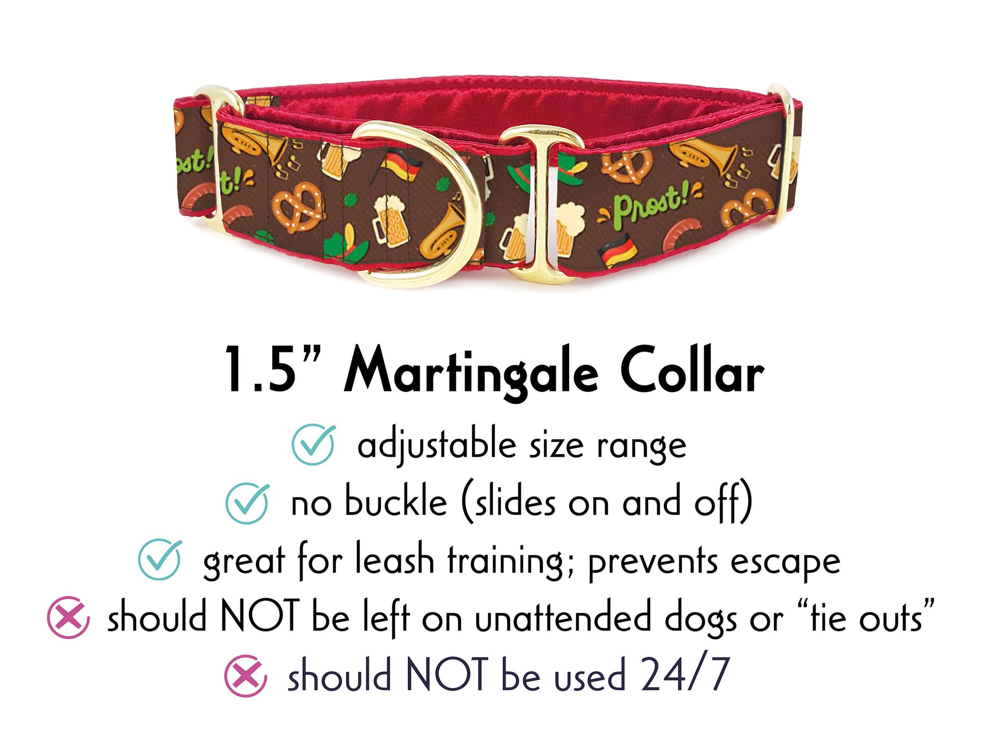 1.5 Inch Wide Oktoberfest Martingale Dog Collar by The Hound Haberdashery