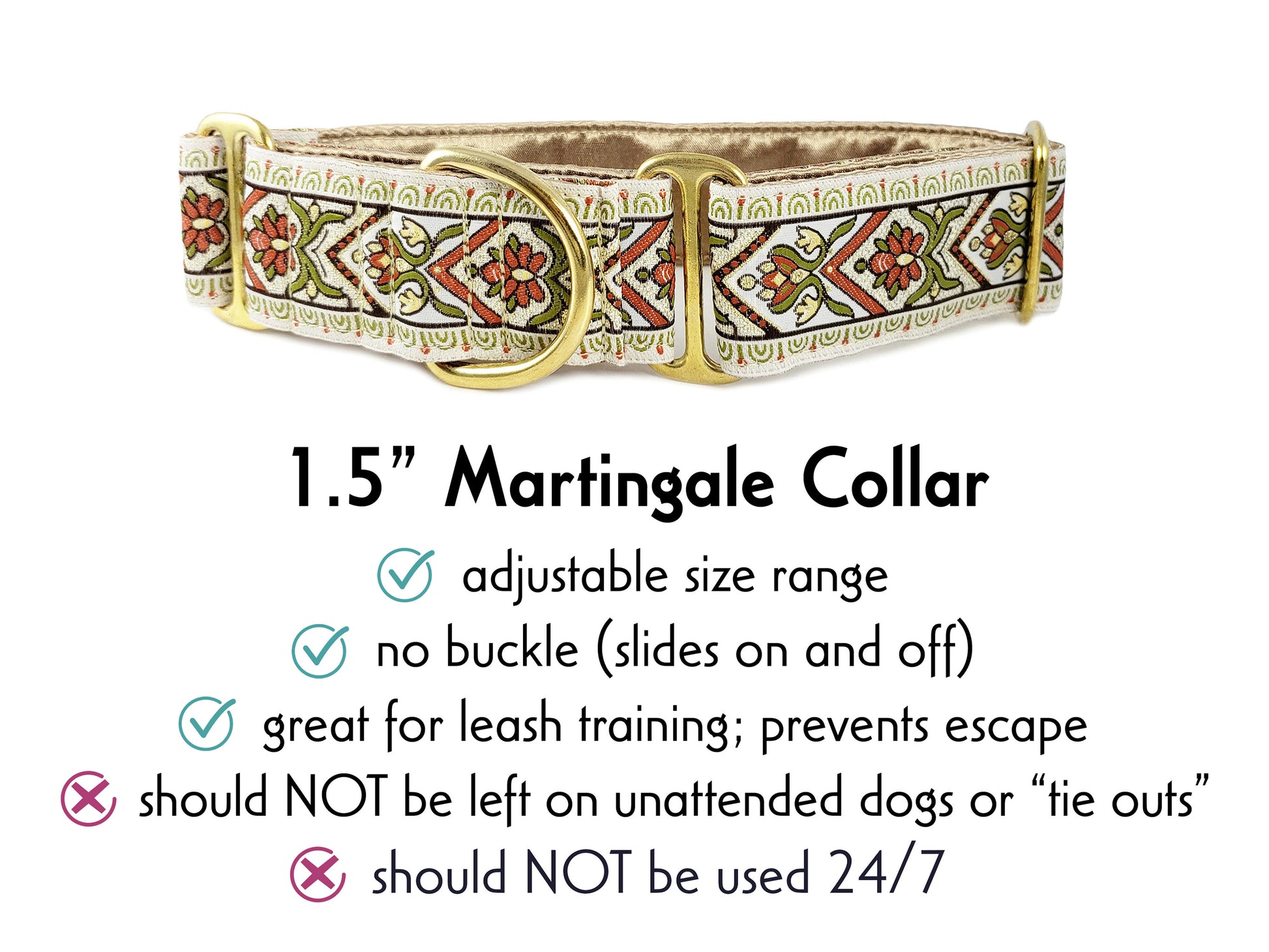 1.5 Inch Creme Bavaria Martingale Dog Collar by The Hound Haberdashery