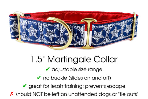Premade & Ready to Ship: 1.5" Wide Royal Stars Martingale Collar (Size MEDIUM, AGED Brass)