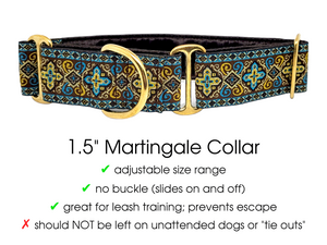Premade & Ready to Ship: 1.5" Brown and Turquoise Nobility Martingale Collar (Size Small)