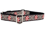 Load image into Gallery viewer, Arabesque Jacquard in Red &amp; White - Martingale Dog Collar or Buckle Dog Collar - 1&quot; Width
