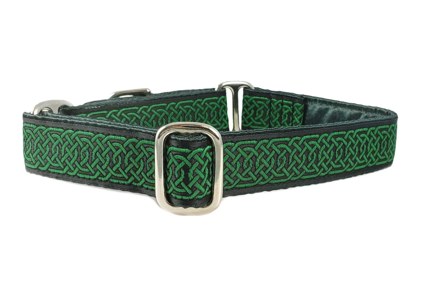 1 Inch Wide Green, Black Wexford Celtic Braid Dog Collar by The Hound Haberdashery
